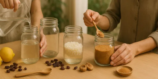 Personas aprendiendo a preparar kéfir de agua en un taller práctico